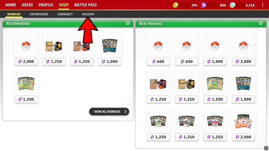 Redeem Option Pokemon Tcg Live App