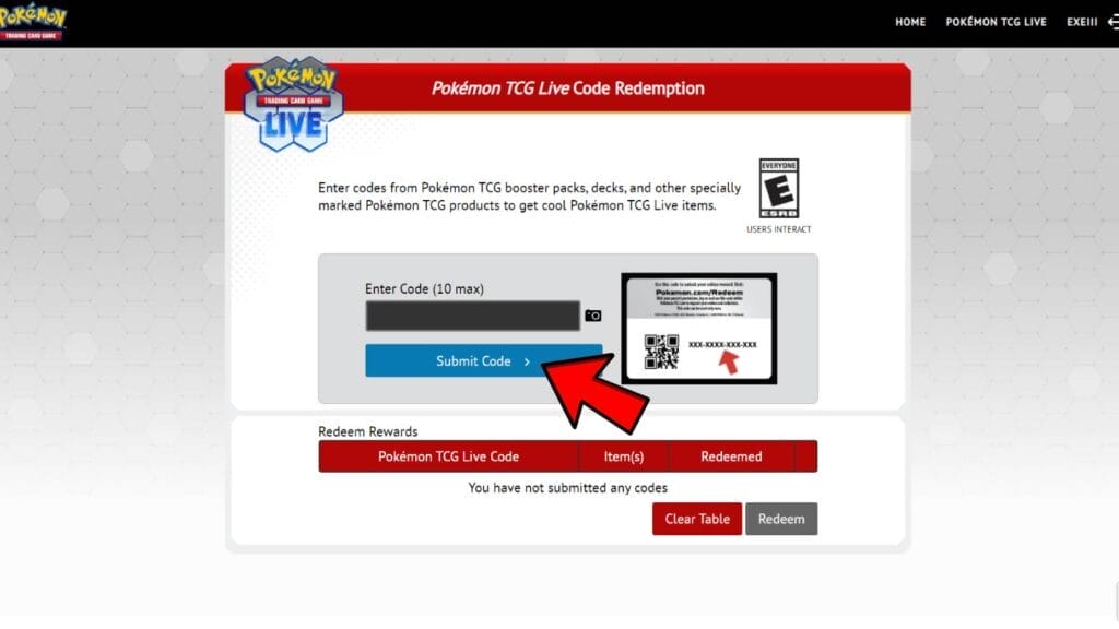 Submitting Code Cards In Pokemon Tcg Live