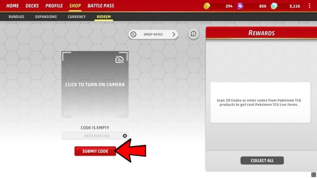 Submitting Code Cards In Pokemon Tcg Live App
