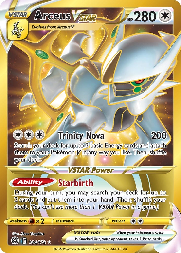 Brilliant Stars Arceus Vstar Gold Card