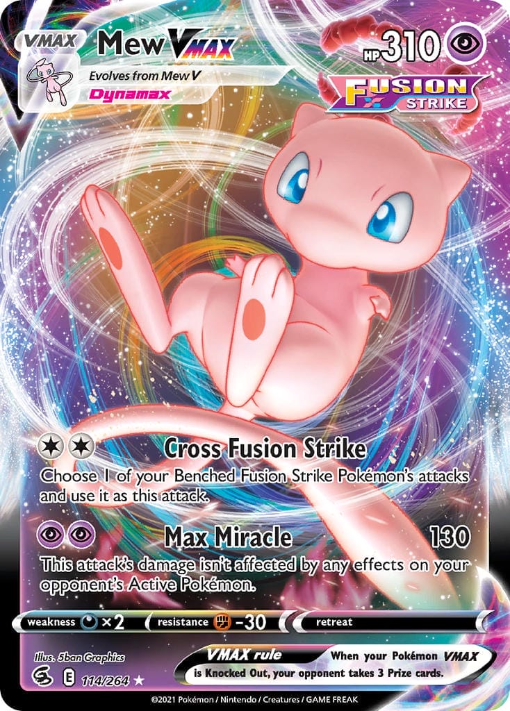 Mew Vmax Fusion Strike- Card Sample With Regulation Mark E