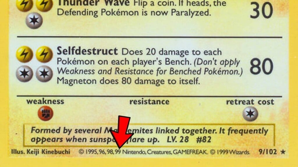 Shadowless Pokemon Card - Copyright Text