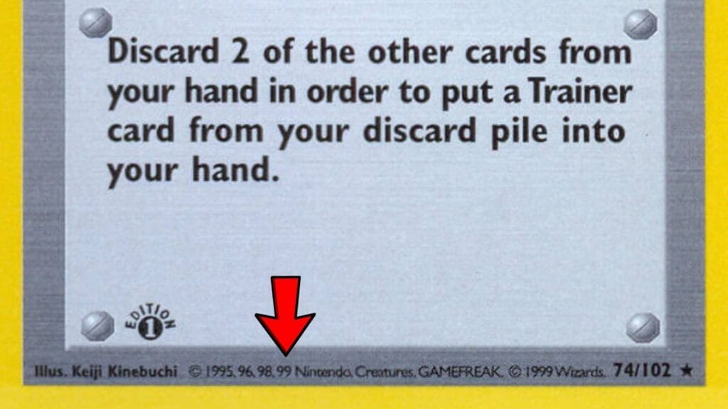 Shadowless Trainer Card - Copyright Text