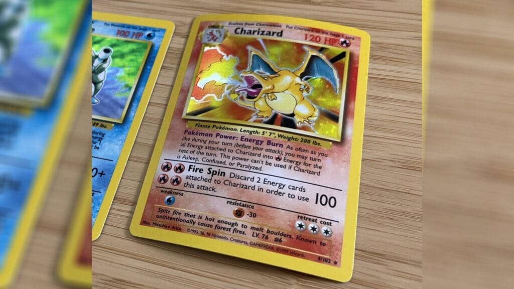 Reverse Holo Charizard Card Getting Bent