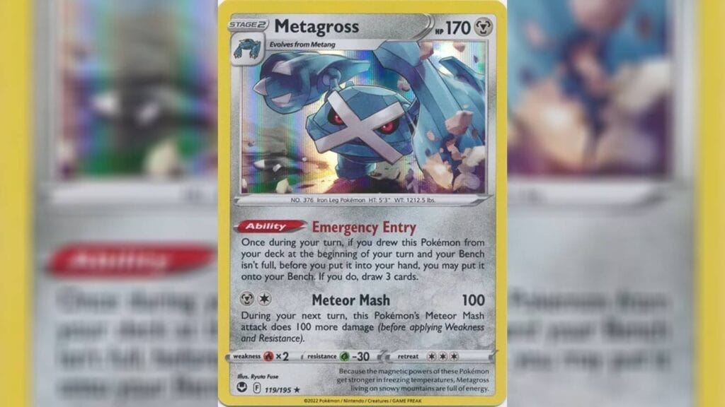 Sample Of A Holographic Foil Pokemon Card - Metagross