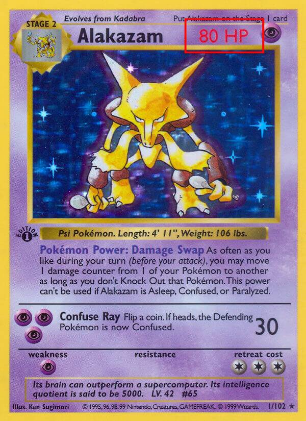 Shadowless Alakazam From Base Set 1 Limited Edition