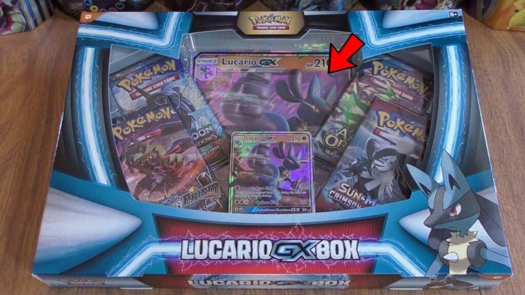 Lucario Gx Box With A Jumbo Lucario Gx Card Inside