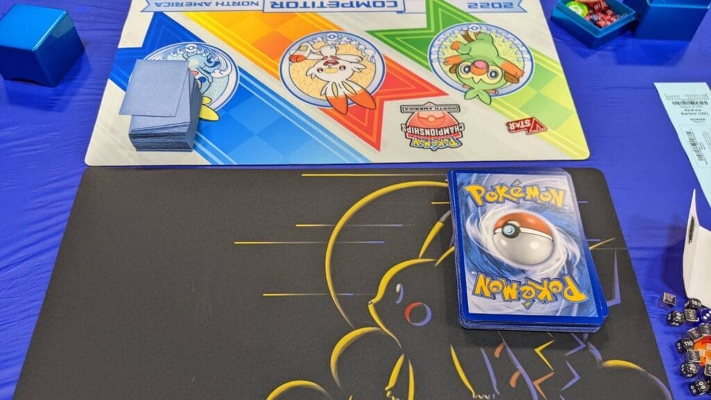 Matthew Verive Sets Up His Jumbo Cards In An Official Pokemon Tcg Tournament