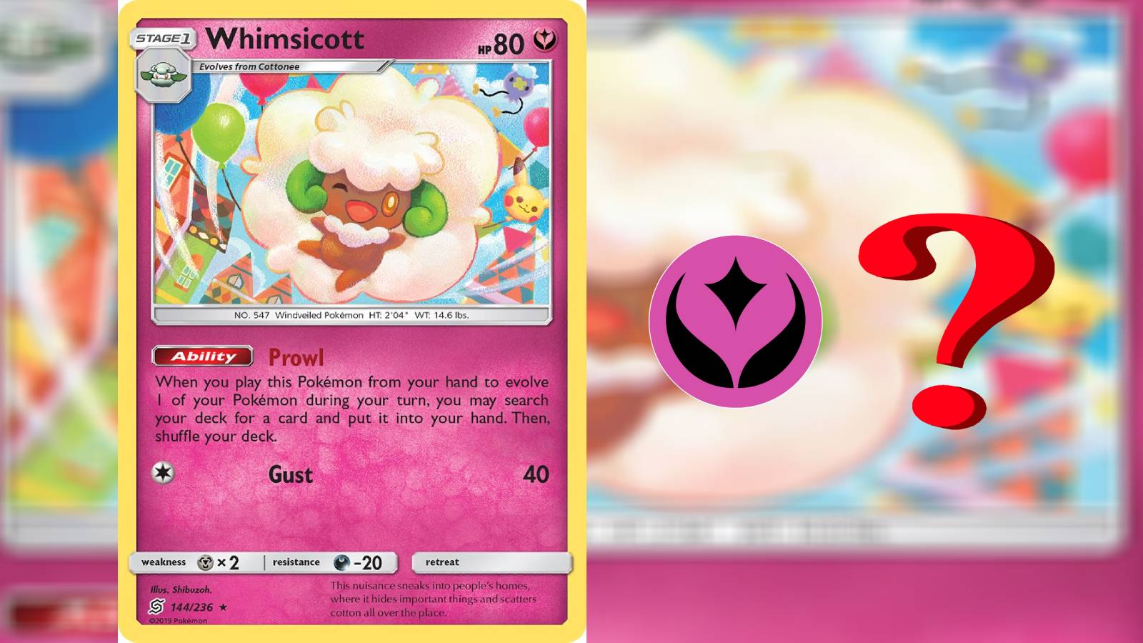 Fairy-type Whimsicott card in Pokemon TCG