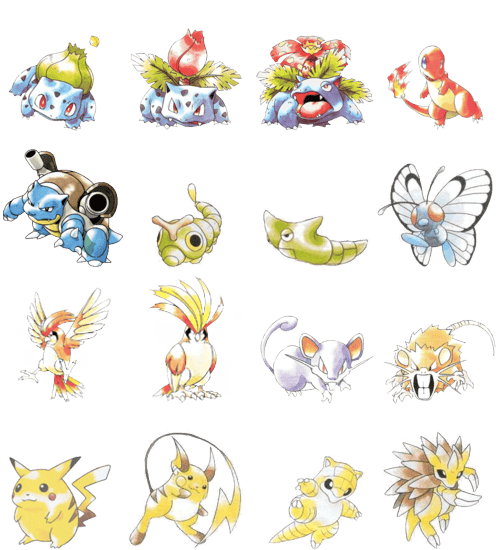 Artwork Featuring Gen 1 Pokemon By Ken Sugimori