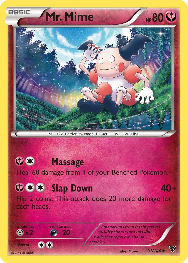 Mr. Mime Fairy-Type Pokemon Card From Xy Base Set