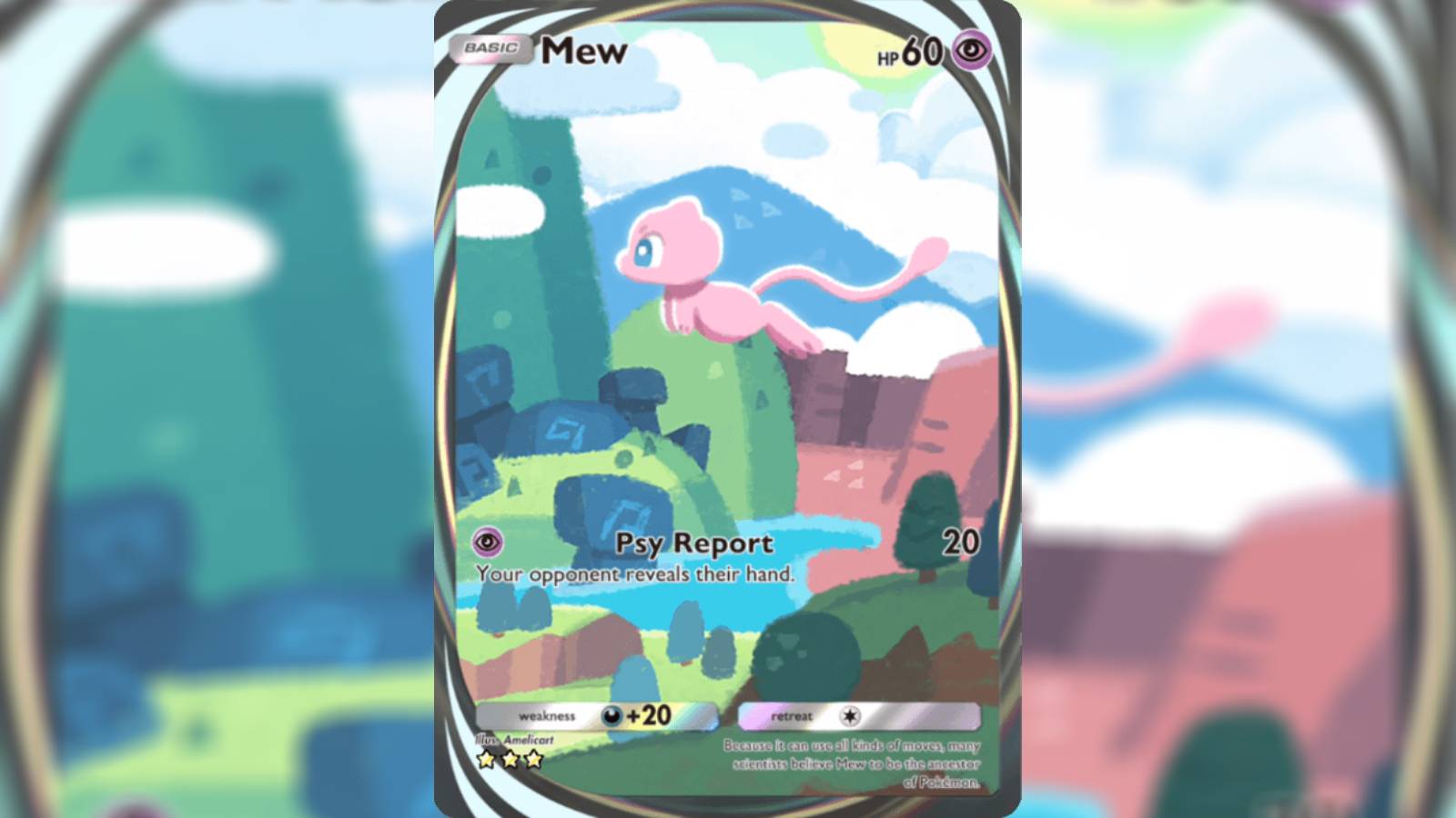 Immersive rare Mew card from Pokemon TCG Pocket Genetic Apex