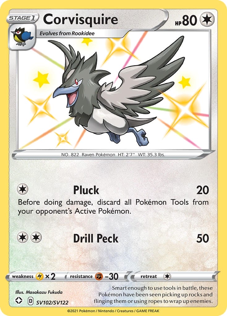 Shiny Corvisquire Card From Pokemon Tcg Shining Fates