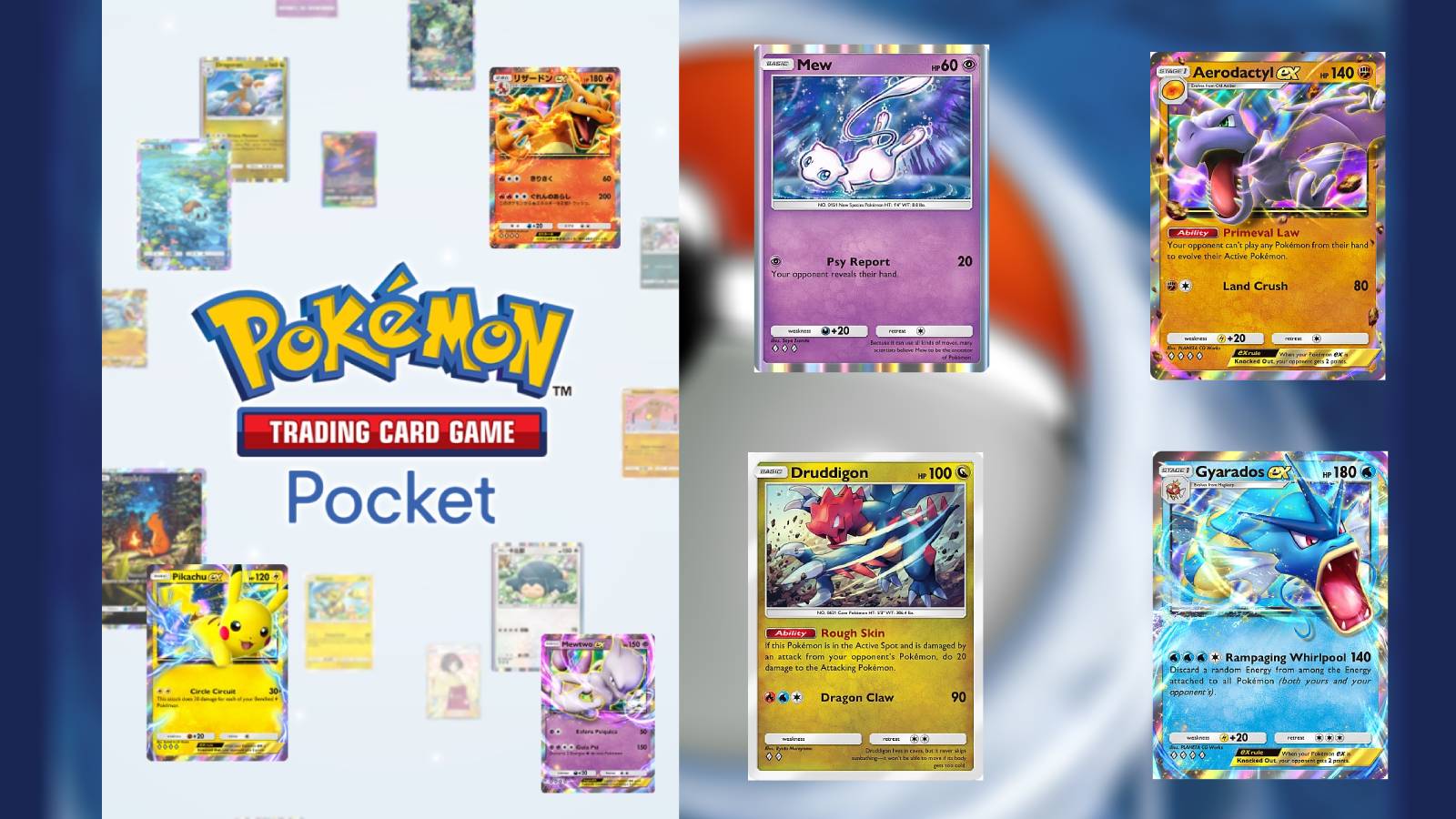Samples of various Pokemon cards in Pokemon TCG Pocket