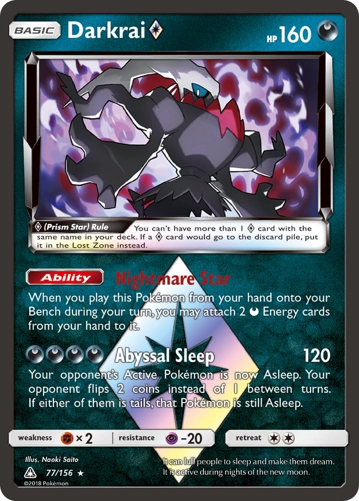 Darkrai Prism Star Card From Ultra Prism Set