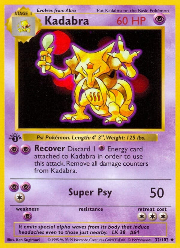 Kadabra From Pokemon Tcg Base Set