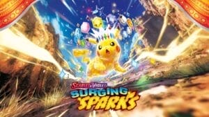 Official wallpaper of the Surging Sparks set for the Pokemon TCG