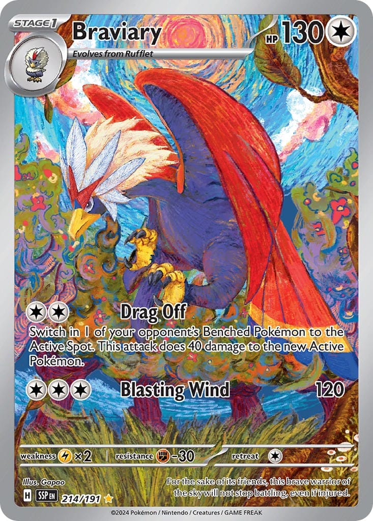 Illustration Rare Braviary Card From Surging Sparks.