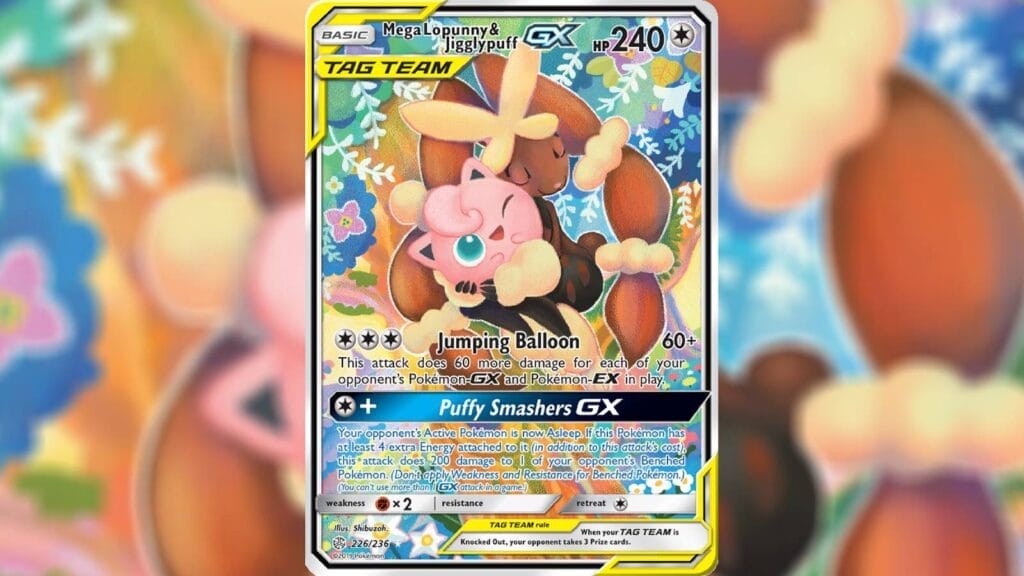 Ultra Rare Mega Lopunny &Amp; Jigglypuff-Gx Card (Cosmic Eclipse)