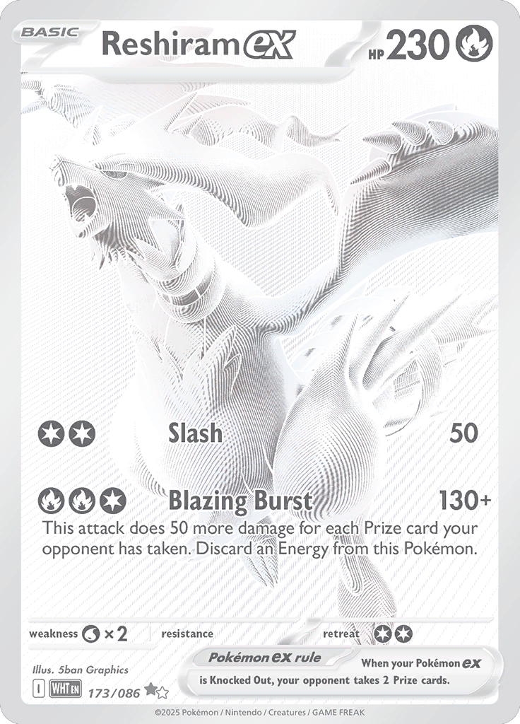 Bwr Reshiram Ex Card In White Flare