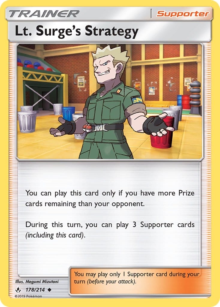 Lt. Surge’s Strategy Card From Unbroken Bonds Set