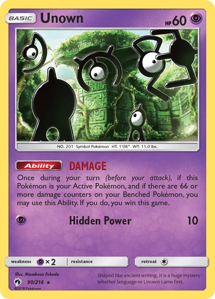 Unown Card 90 From Lost Thunder Set