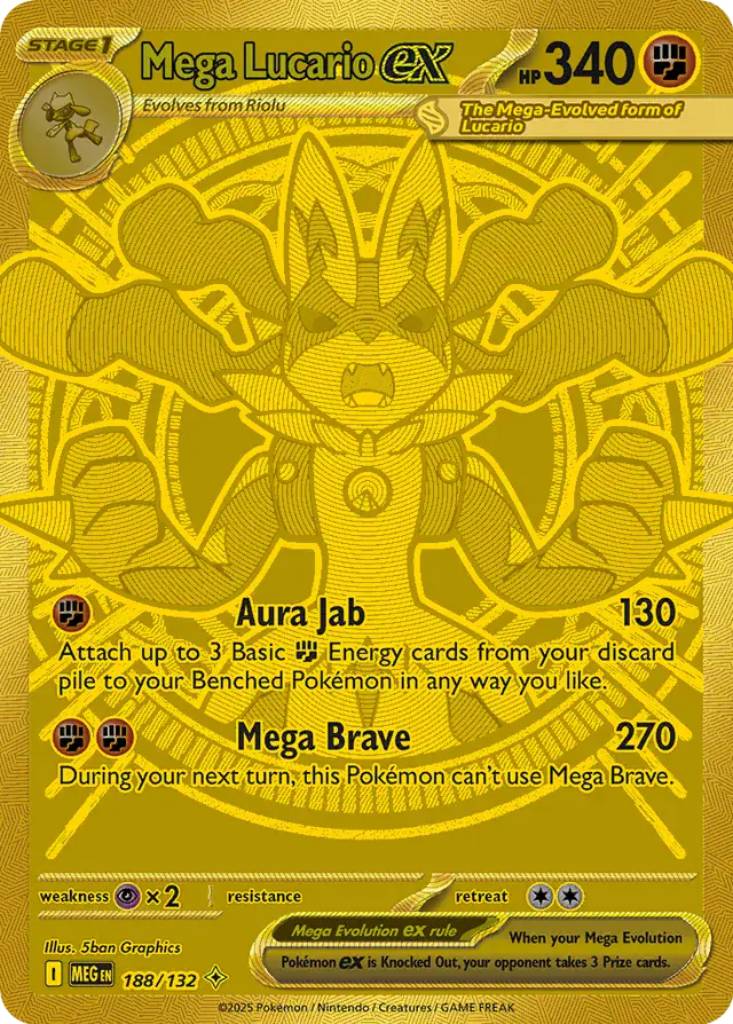 Mega Hyper Rare Mega Lucario Ex, One Of The Most Expensive Chase Cards In The Mega Evolution Base Set