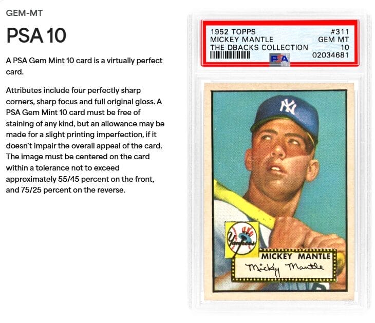 Psa Standards For Grading A 10 Gem Mint Card