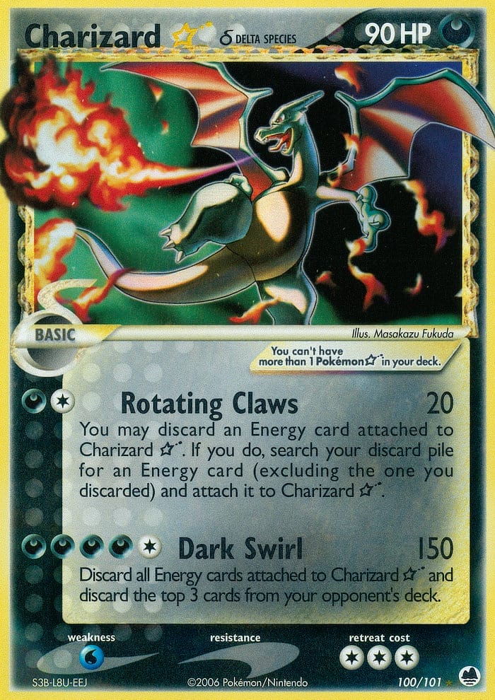 Charizard Star Card From Dragon Frontiers The First Shiny Pokemon Cards