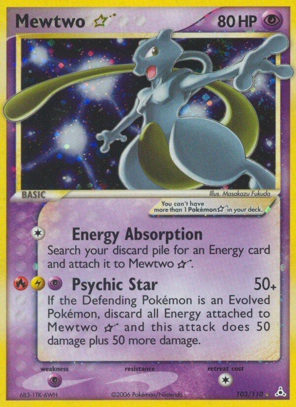Mewtwo Star Card From Holon Phantoms
